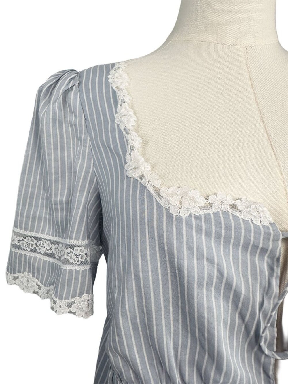 Reformation Margot Top Bueno Stripe Blue White Striped Peplum Blouse XS - Picture 4 of 8